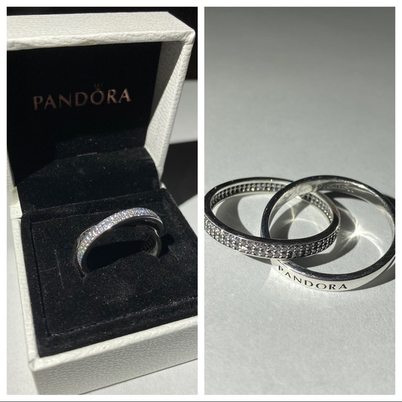 Intertwined Pandora Logo and Pavé Ring 💍 - Picture 1 of 2